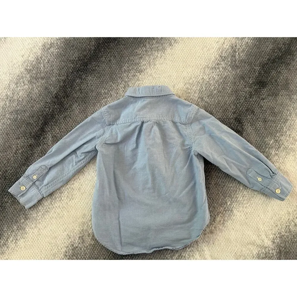 Toddler Boy Plaid Denim Button Up Shirt Bundle Carter's Baby Gap Size 3T - Picture 5 of 5